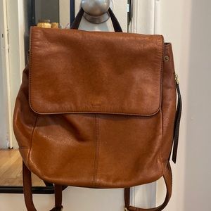 Fossil Brown Leather Backpack, EUC
